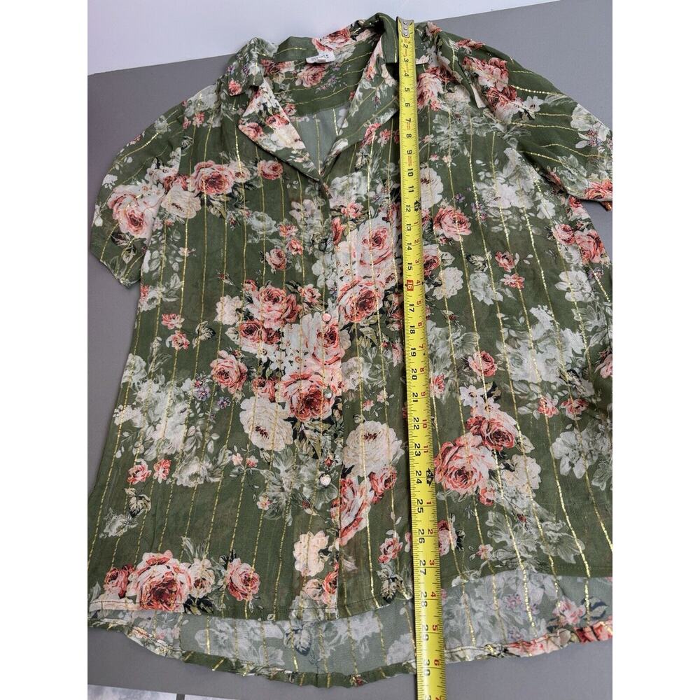 Hemant & Nandita Button Down Short Sleeve Blouse … - image 3